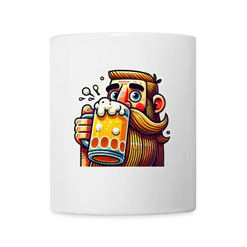 Bearded Man with Beer Mug Cartoon - Mug - white - Front