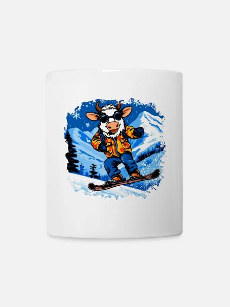 Kühe Snowboard / Snowboarder Kuh - Tasse - Weiß