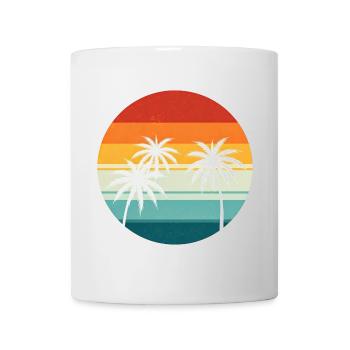 Palmier rétro coucher de soleil - Mug blanc - blanc - Devant