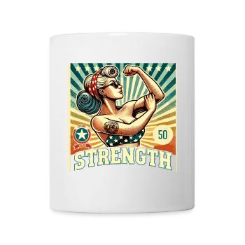 Strength strong power woman rockabilly retro gift - Mug - white - Front