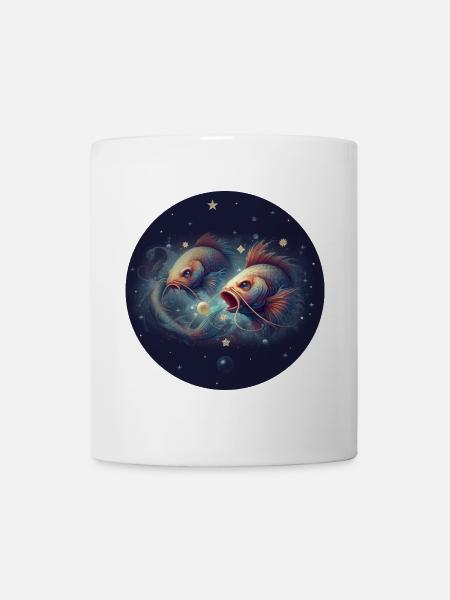 Weltraumfische im Sternenmeer - Sternzeichen Fisch - Tasse - Weiß