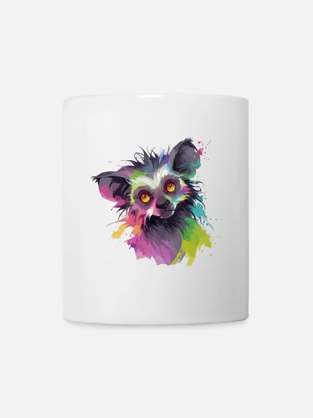 Aye-Aye Fingertier Lemur Madagaskar Bunt Kunst - Tasse - Weiß