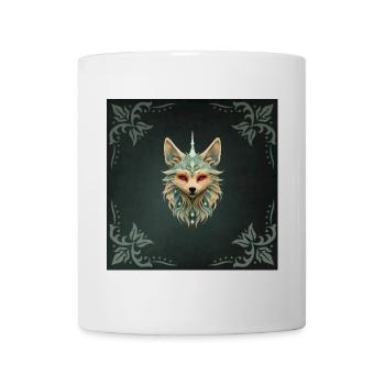 Mystical fox with piercing red eyes. - Mug - white - Front
