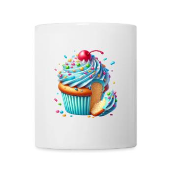 Blauer Cupcake mit bunten Streuseln - Tasse - Weiß - Vorne