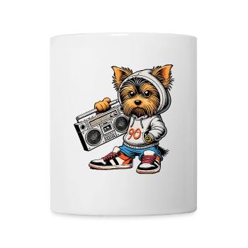 A cool Yorkie Yorkshire Terrier with a 90s - Mug - white - Front