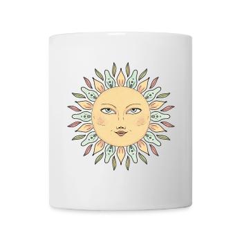 Sonnengesicht Mandala Stil - Tasse - Weiß - Vorne