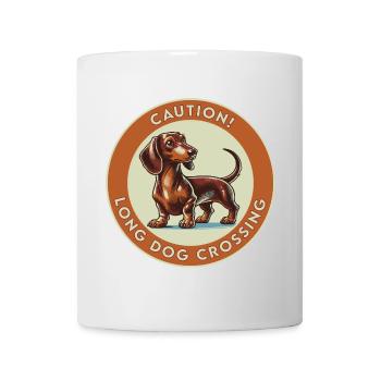 Caution! Long Dog Crossing - Tasse - Weiß - Vorne