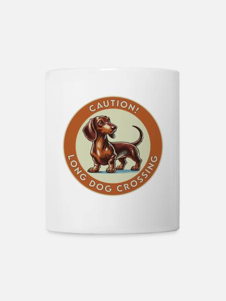 Caution! Long Dog Crossing - Mug - white