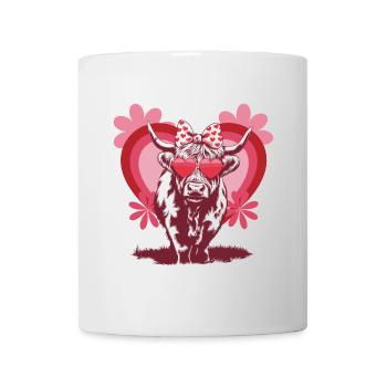 Vache des Highlands amoureuse - Conception mignonne de la Saint-Valentin - Mug blanc - blanc - Devant