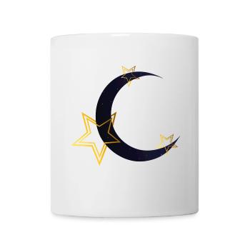 Sternenmuster, coole tees, Mondsichel - Tasse - Weiß - Vorne