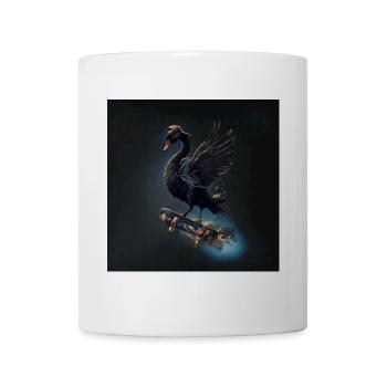 Wings of freedom the black swan on the skateboard. - Mug - white - Front