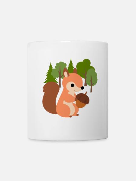 Eichhörnchen mit Nuss - Tasse - Weiß