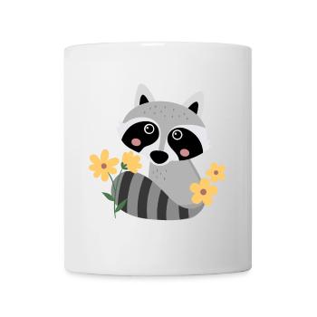 Kleiner Waschbär mit Blumen - Tasse - Weiß - Vorne