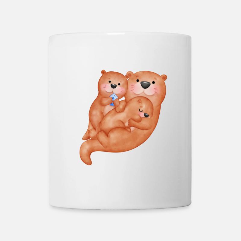 Famille de loutres mignonnes - Mug blanc - blanc