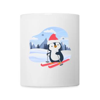 Little penguin skiing - Mug - white - Front