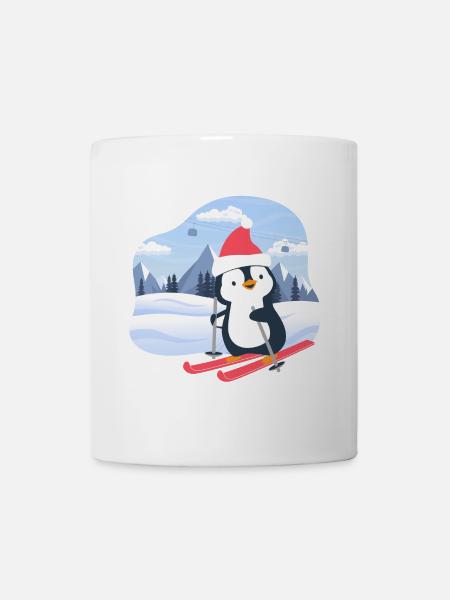 Kleiner Pinguin fährt Ski - Tasse - Weiß