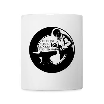  Badge - Jeder ist seines Glückes Schmied - Tasse - Weiß - Vorne