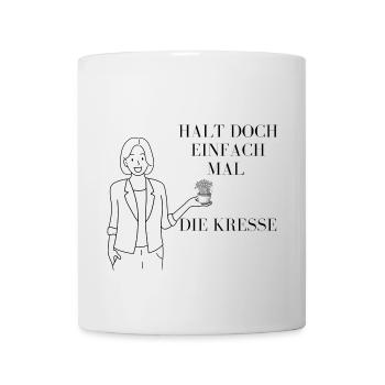 Halt doch die Kresse Illustration  - Tasse - Weiß - Vorne