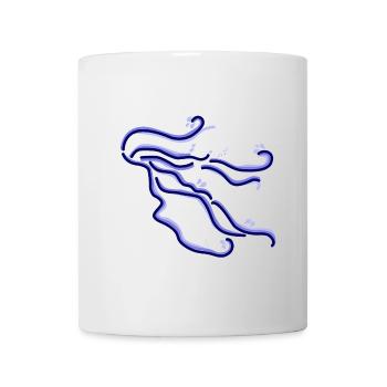 Buckelwal Frau Silhouette Haare handgezeichnet - Tasse - Weiß - Vorne