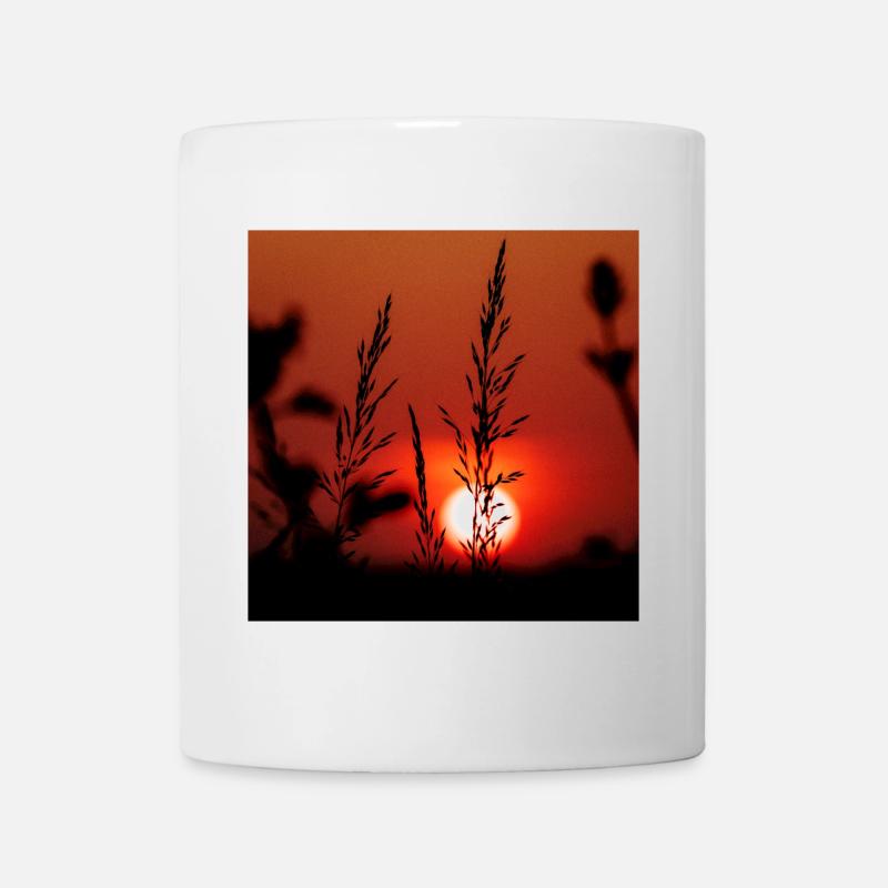 Silhouette of Grasses at Sunset - Mug - white