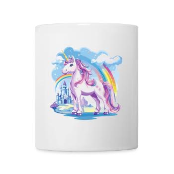 Einhorn Regenbogen Schloss Bunt Magie Fantasie - Tasse - Weiß - Vorne