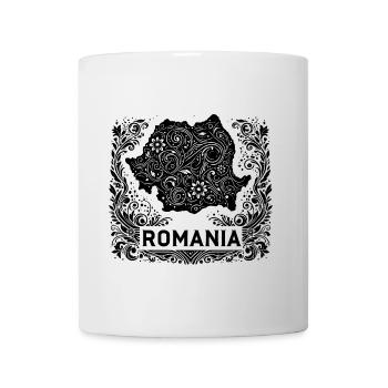 Rumänische Karte in Schwarz-Weiß - Tasse - Weiß - Vorne