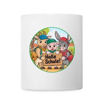 Erster Schultag mit lustigen Tieren - Tasse - Weiß - Vorne