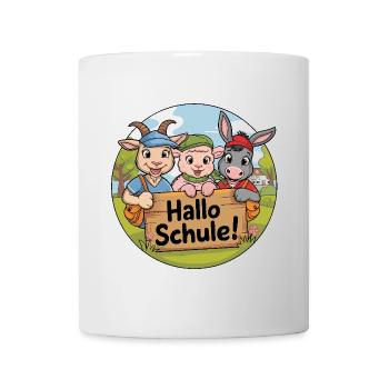 Erster Schultag mit lustigen Tieren - Tasse - Weiß - Vorne