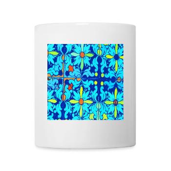 Blaue Keramik - Tasse - Weiß - Vorne