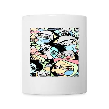 Verrückte Gesichter - Tasse - Weiß - Vorne
