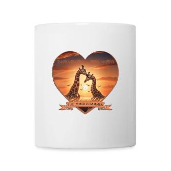 Für Immer zusammen: Herz-Design mit Giraffen - Tasse - Weiß - Vorne