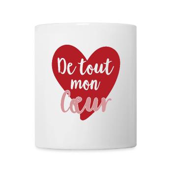 Coeur rouge avec lettrage romantique - Mug blanc - blanc - Devant