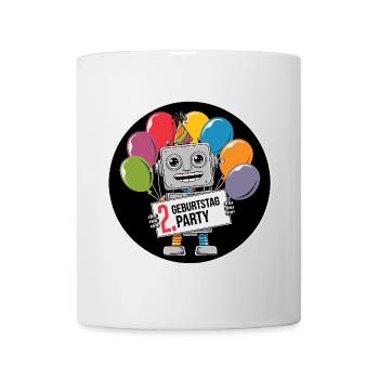 Ich bin 2 Jahre zweiter Geburtstag Roboter - Tasse - Weiß - Vorne
