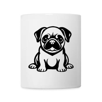 Pug Hund - Tasse - Weiß - Vorne