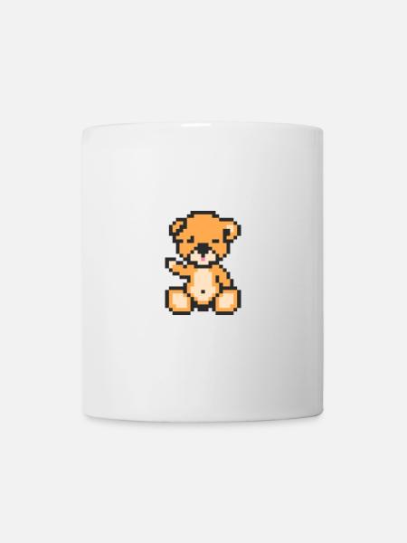 Pixel Bär Neon Orange - Tasse - Weiß