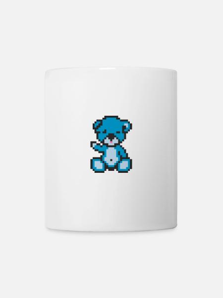 Pixelbär Neonblau - Tasse - Weiß