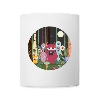 Happy group of monsters in the magical forest - Mug - white - Front