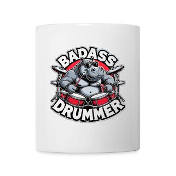 Knallharter Schlagzeuger Nilpferd cool Geschenk - Tasse - Weiß - Vorne