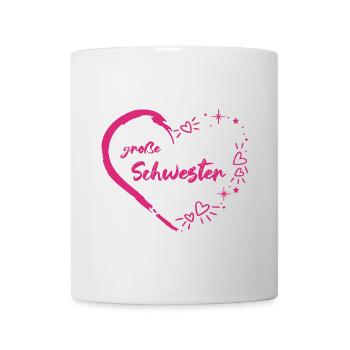 große Schwester rosa pink Herz - Tasse - Weiß - Vorne