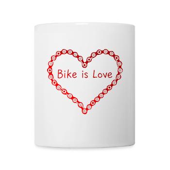 Bike is love - La Saint-Valentin pour les cyclistes - Mug blanc - blanc - Devant