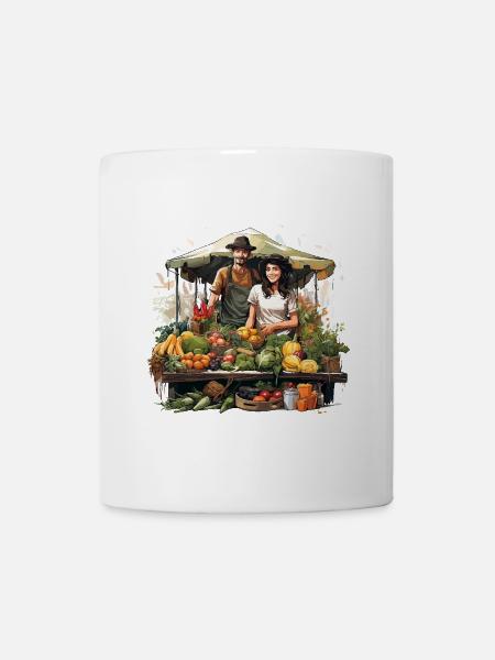 Markt-Mosaik - Tasse - Weiß