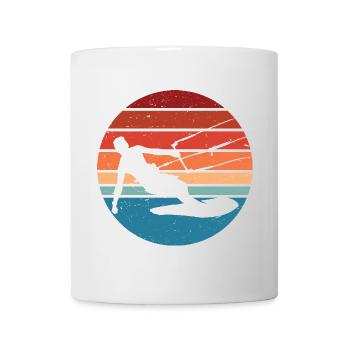 Silhouette de surfeur rétro coucher de soleil - Mug blanc - blanc - Devant