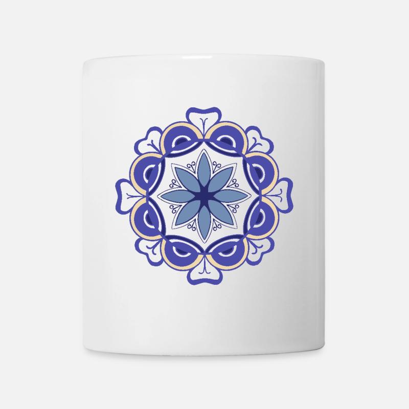 motif oriental maroquin tons bleus - Mug blanc - blanc