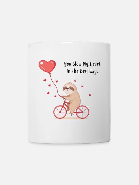 Sloth with Heart Balloon – Valentine’s Day Gift - Mug - white