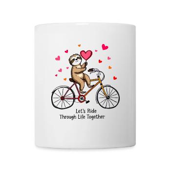 Paresseux à vélo – Design romantique de la Saint-Valentin - Mug blanc - blanc - Devant