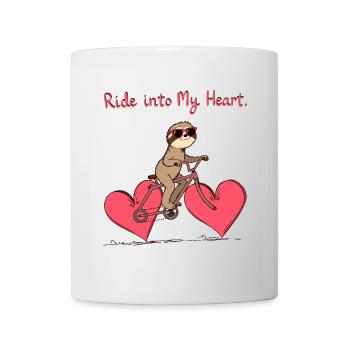 Faultier reitet herzförmiges Fahrrad Valentinstag - Tasse - Weiß - Vorne