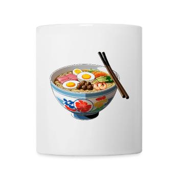 Ramen Bowl Illustration with Egg Shrimp - Mug - white - Front