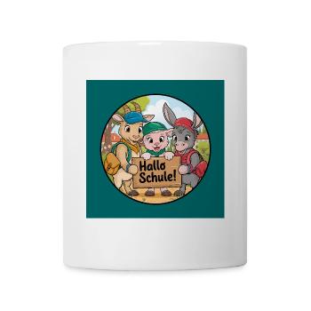 Einschulung Button lustige Tiere ABC Schütze - Tasse - Weiß - Vorne