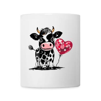 Cute calf with heart balloon - cow calf - Mug - white - Front