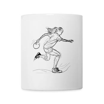 Bowlingspielerin Zeichnung - Tasse - Weiß - Vorne